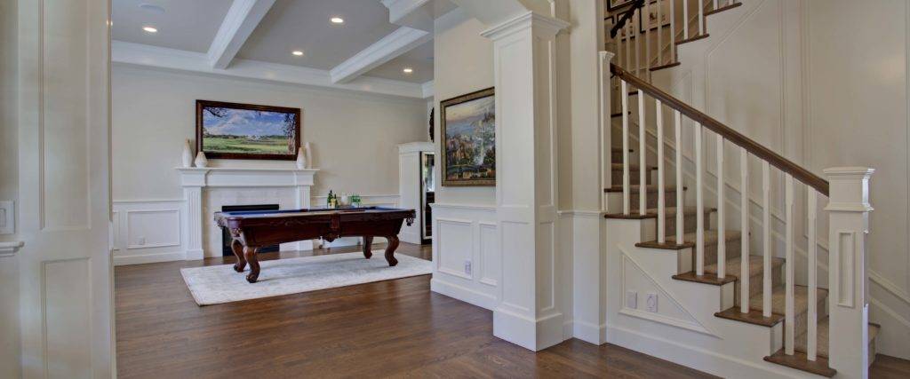 Unfinished 3 1/4" White Oak flooring, stained dark