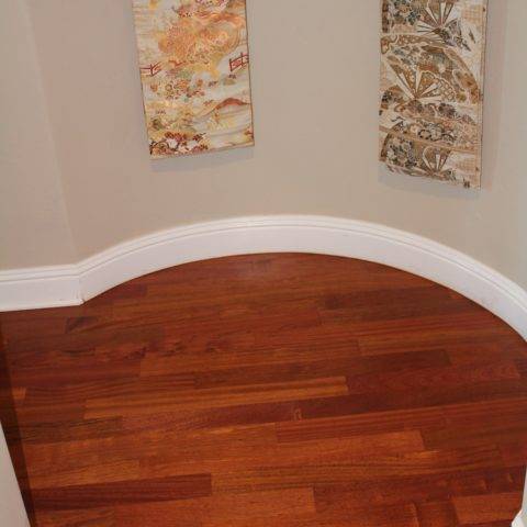 Installation of hardwood flooring on round wall